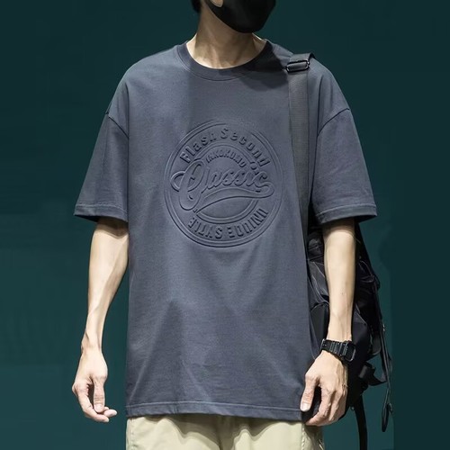 Men's Black Heavyweight Short Sleeve T-Shirt - High-end Summer New Arrival Loose Fit Plus Size Men's Half Sleeve T-shirt