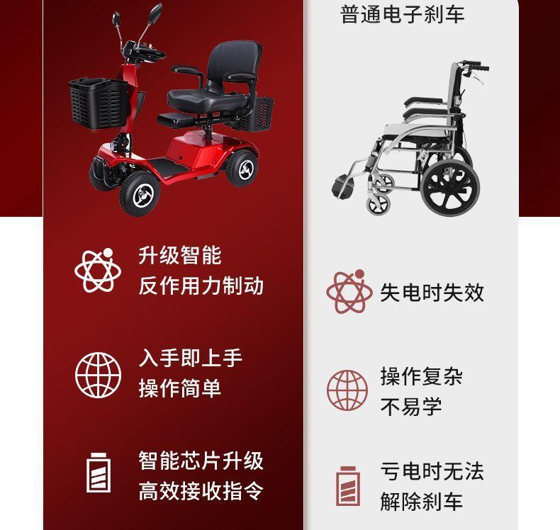 Electric Four-Wheel Scooter for the Elderly, Small Household Folding Mobility Aid Vehicle, Gift for the Back-To-School Season