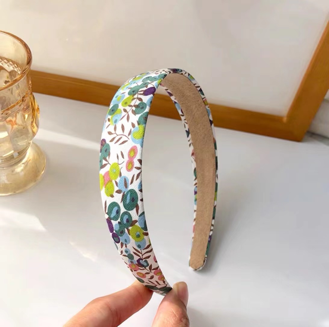 Brede haarband Zomer Franse stijl Veelzijdige buitenbloemige stof Clip Tie Gestreken haar Internet beroemdheid Koreaans_voghion.com