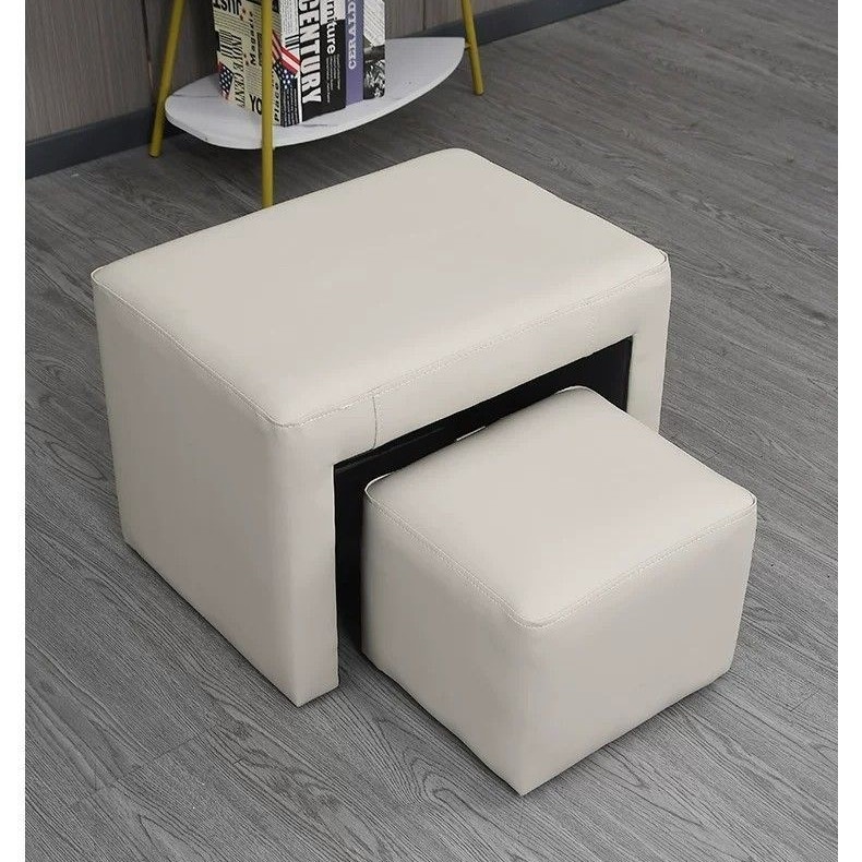 Mother-and-child stool for nail art, foot care, and pedicure; a comfortable, soft-padded stool for changing shoes and resting your feet at home