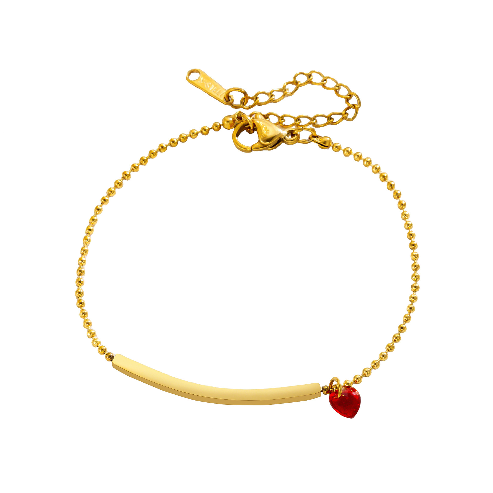 Año Nuevo amor rojo zircón titanio acero pulsera de acero francés corazón rosado barra de esferas pulsera accesorios femeninos