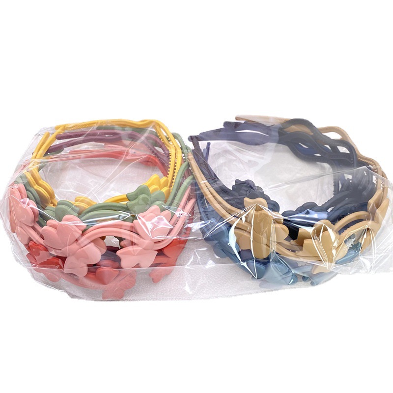 La nueva muchacha de las mujeres de alta textura de goma pintura de tres flores diadema supermercado dos yuanes tienda accesorios para el cabello accesorios de la cabeza