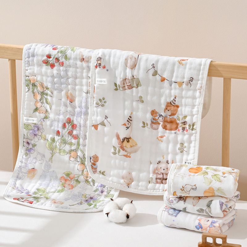 Baby Towel Pure Cotton Type a Gauze Six-Layer Hanging Baby Face Wash Bath Towel Baby Saliva Towel