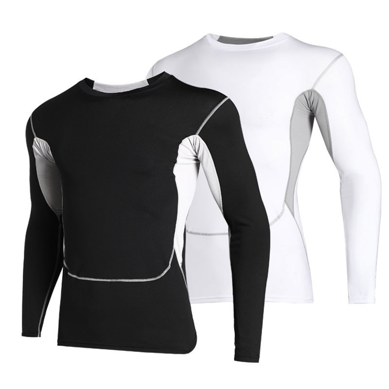 Men's sports tights long-sleeved running basketball training workout clothes top high elastic quick-drying bottoming compression clothes