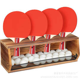 木质壁挂式球拍展示架乒乓球棒球羽毛球置物架桌面多孔球拍收纳架