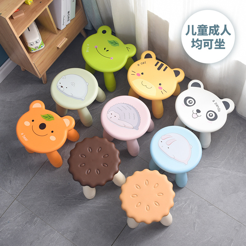 Cartoon Plastic Stool Children's Household Small Bench Thickened Kindergarten Baby Low Stool Assembly Adult Dining Chair