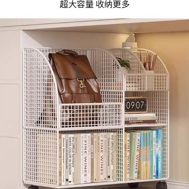 学生の本やバッグの収納プーリーテーブル下の収納ラックデスクの横にある小さな本棚取り外し可能なフロアデスクサイド|undefined