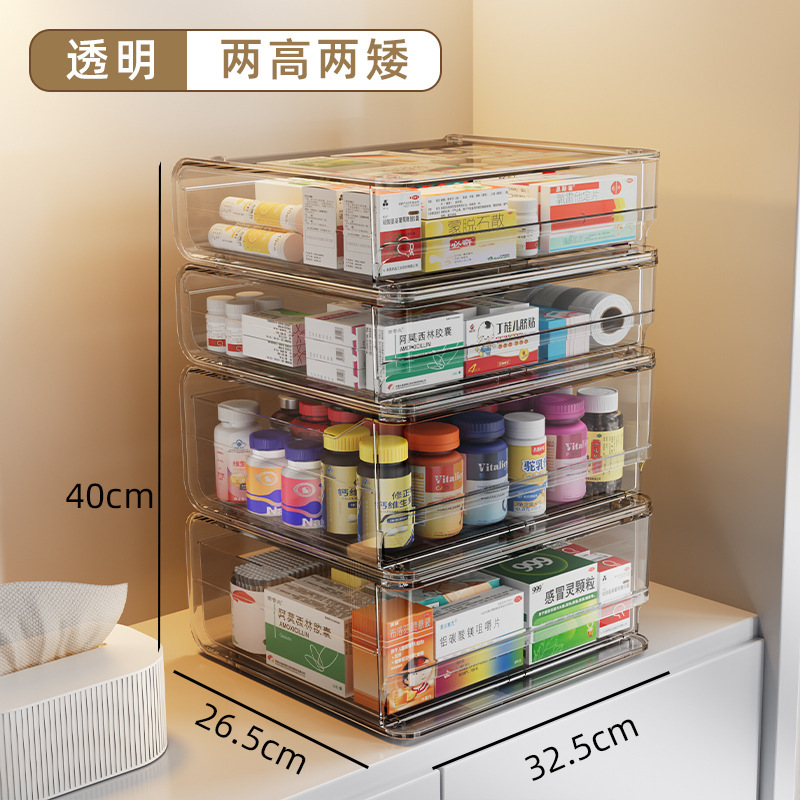 家庭用薬箱多層収納ボックス引き出し型薬透明薬オーガナイザー収納ラックデスクトップ工場直販|undefined