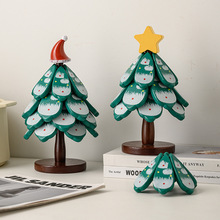 家用圣诞款隔热垫圣诞树高级感实木杯垫防烫餐桌耐高温餐垫一棵树