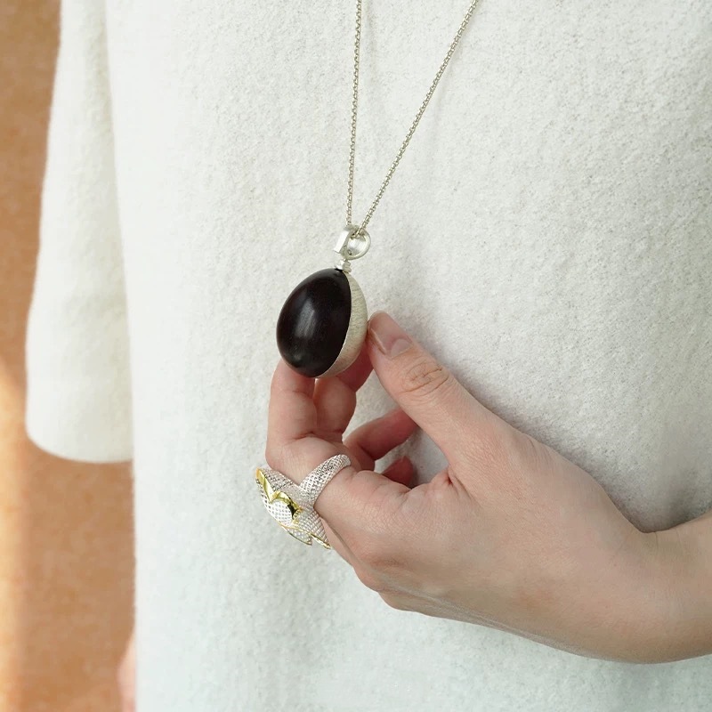 KHE*EG系列水滴形耳釘 25年新款輕奢簡約可拆卸長款蛋形拉絲項鍊