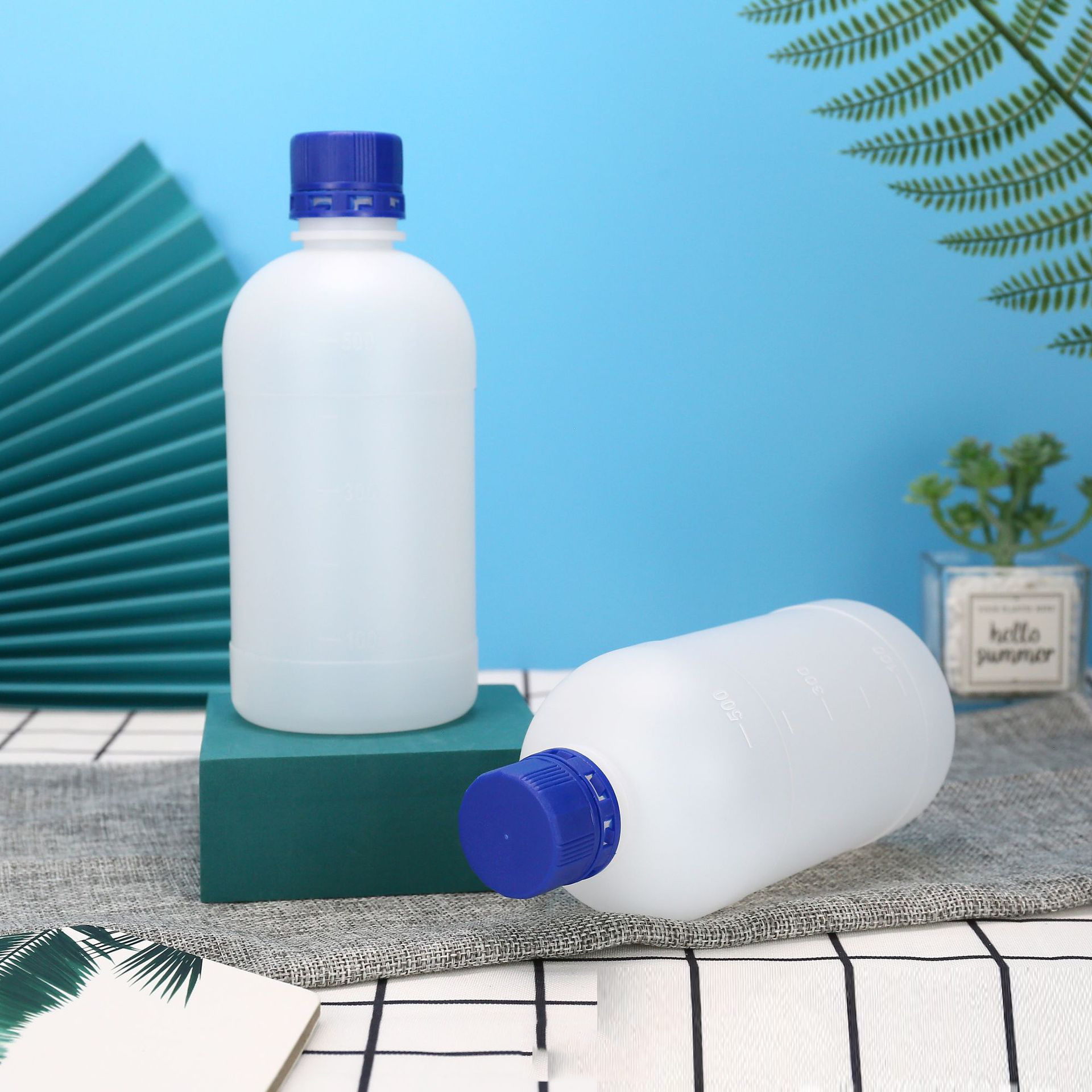 500ml escala redonda tapón interno 1200ml pequeña boca anti-robo reactivo botella de desinfección de alcohol líquido botella de embalaje de plástico