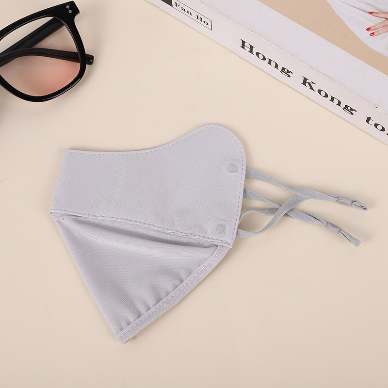 Summer ice silk sun mask Breathable UV protection hanging ear adjustable eye protection Angle gradient blush mask for men and women