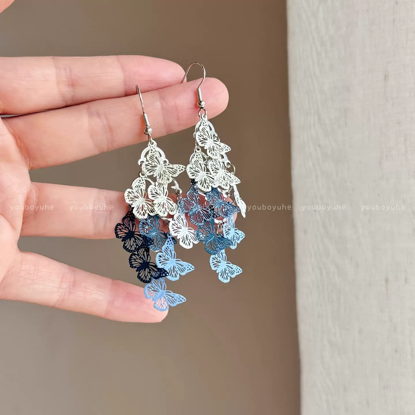 舞动夏日~超仙镂空蝴蝶流苏耳环女轻奢高级感耳钩精致个性耳饰品