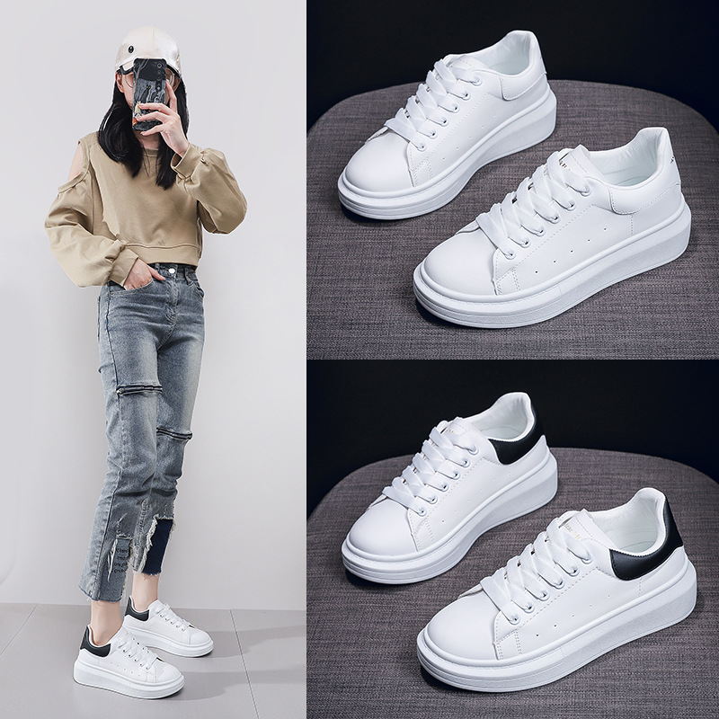 Zapatos blancos para parejas de mujeres estudiantes coreanos primavera y otoño 2024 zapatos de mujer zapatos de altura zapatos deportivos zapatos de suela gruesa zapatos de moda image 5