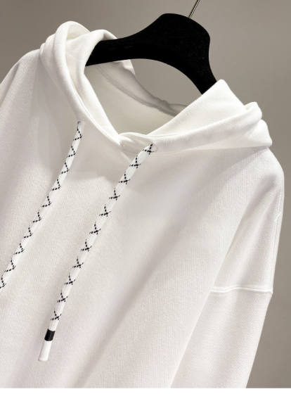 2024 new spring and autumn long-sleeved hooded sweater women's Korean-style loose slimming pocket solid color all-match niche top