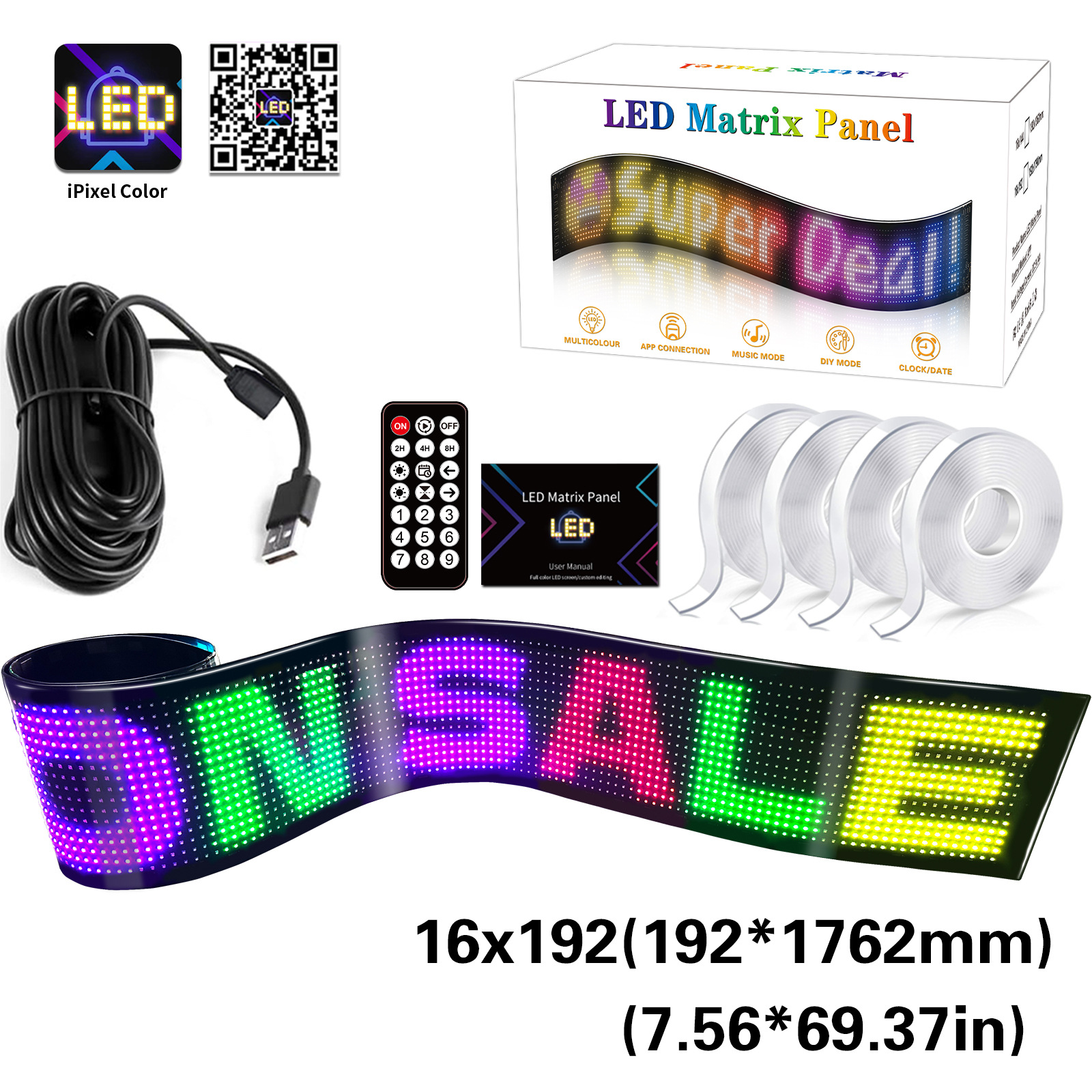 Pantalla LED flexible APP Bluetooth Pantalla de publicidad del coche ventana trasera del coche LED pantalla suave a todo color subtítulos pantalla rodante