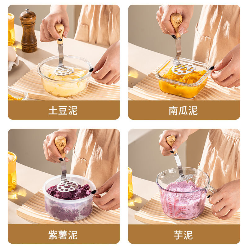 ステンレス製ポテトマッシャー、縦型マッシャー、ポテトプレス、多機能マッシャー、離乳食サプリメントツール|undefined