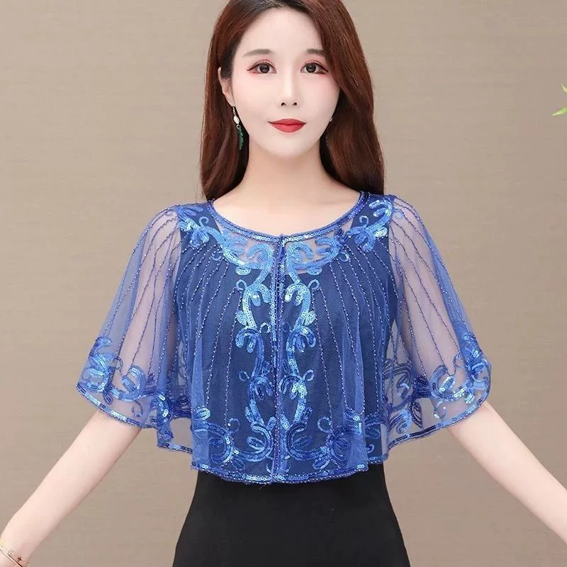 Новая летняя высококачественная тонкая шаль для женщин с вечерним платьем, небольшим жилетом, модными танцевальными модными блестками