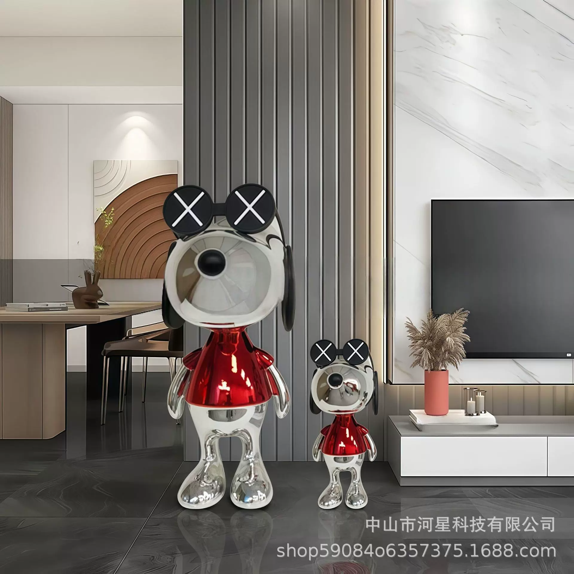 潮玩摆件家居客厅可爱卡通入户玄关公仔雕塑落地轻奢艺术装饰品