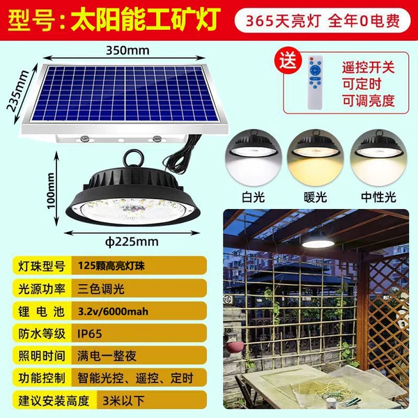 Miner's lamp, three colors, 200W, remote control, 5m