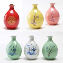 批发 1斤装土陶酒坛子果白酒古风桃樱梅花陶瓷酒瓶家用小酒壶空瓶