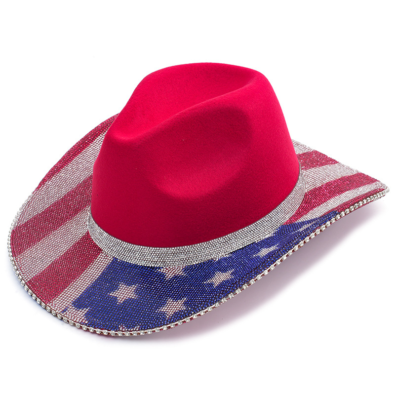 Bandera occidental sombrero vaquero sombrero estrella de verano sombrero de jazz sombrero de baile sombrero de estilo retro sombrero de protección solar gran檐