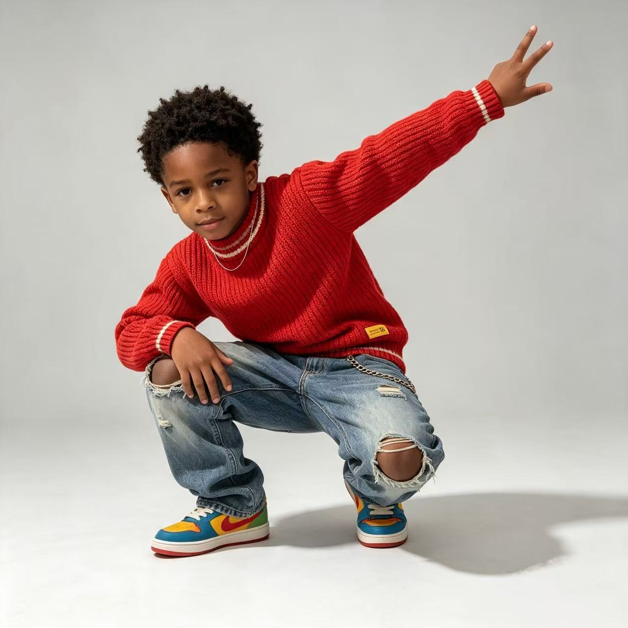 Drop shipping available for children's autumn/winter 2026 new style cashmere pullover sweater, Korean style, knitted base layer pullover sweater for boys and girls.