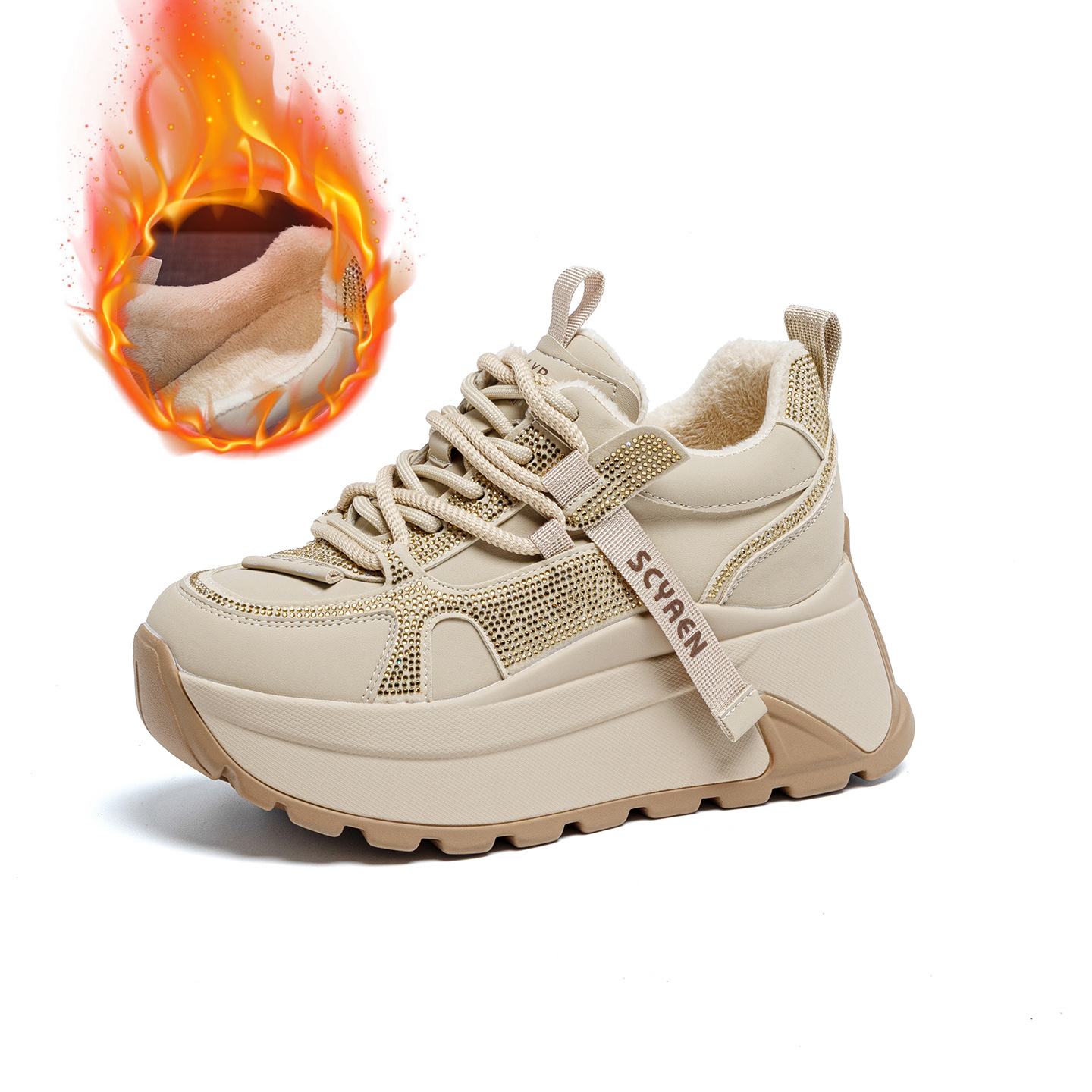 Giày sneaker nữ đế dày phong cách Forrest Gump xuân 2026 — M2927-1 màu mơ nhung lót lông, M2927-1 plus nhung màu xám, M2927-1 plus nhung kaki, M2927 màu khaki đơn