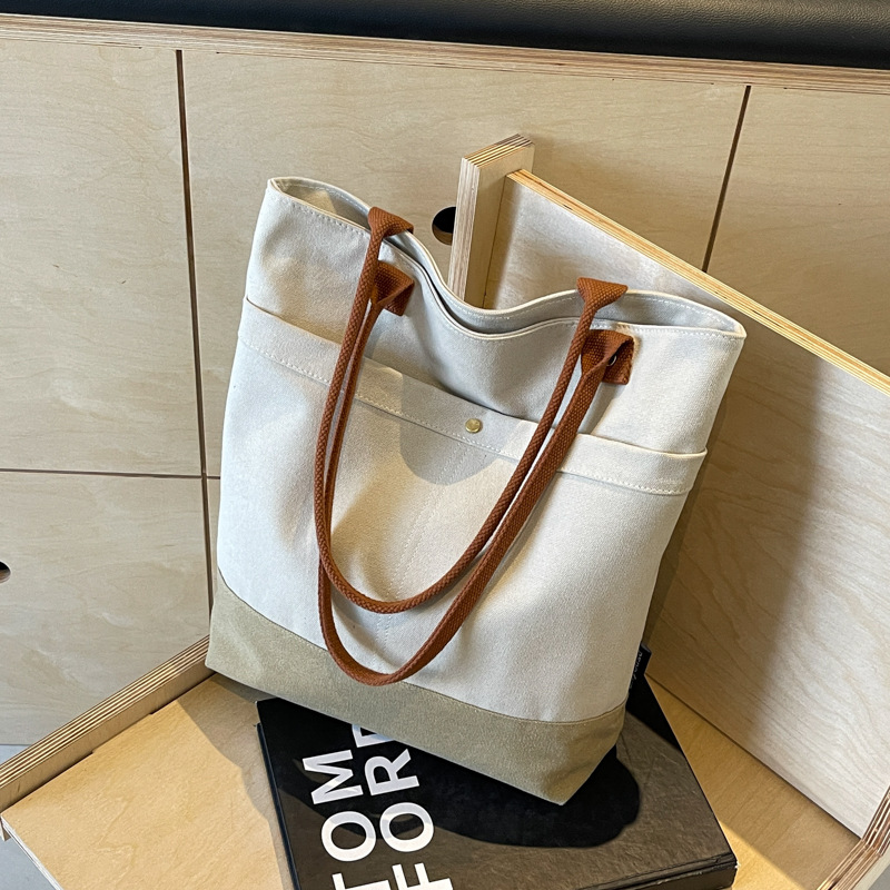 캔버스 가방 여성 한국식 패션 올 매치 토트 백 대용량 학생 마이크 백 빈티지 니슈 여성용 숄더 백