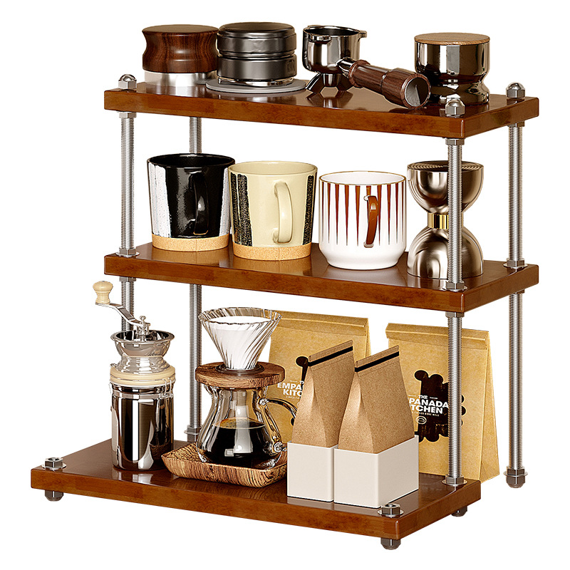 Taza de madera sólida taza de agua taza de mesa estante de almacenamiento taza de café utensilios de café estante de almacenamiento estante de bar