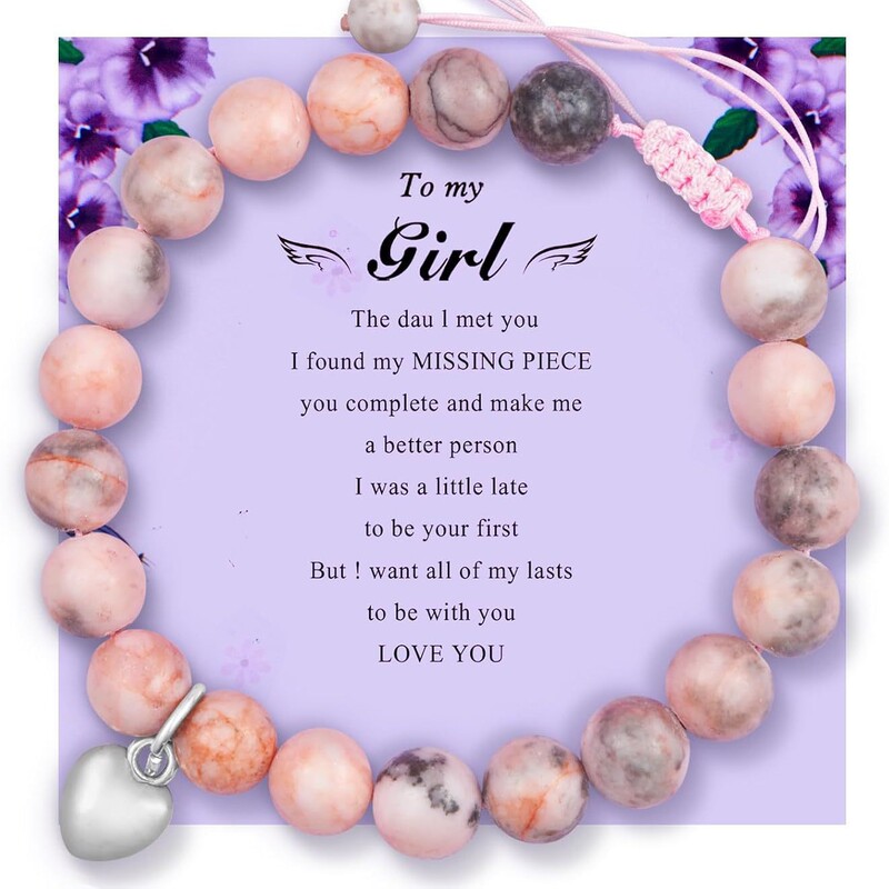 FEBDEY Valentine's Day Romantic Gift for Girlfriend, Couple Bracelet Natural Stone Bracelet Distance Relationship