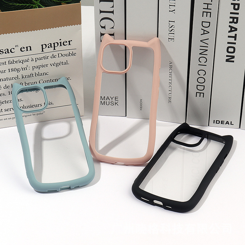 Suitable for Apple iPhone 17/16/15 Phone Case Cat Ear Frosted Groove Cream Glue Epoxy DIY Material Case Suitable for Apple iPhone 17/16/15 Phone Case Cat Ear Frosted Groove Cream Glue Epoxy DIY Material Case