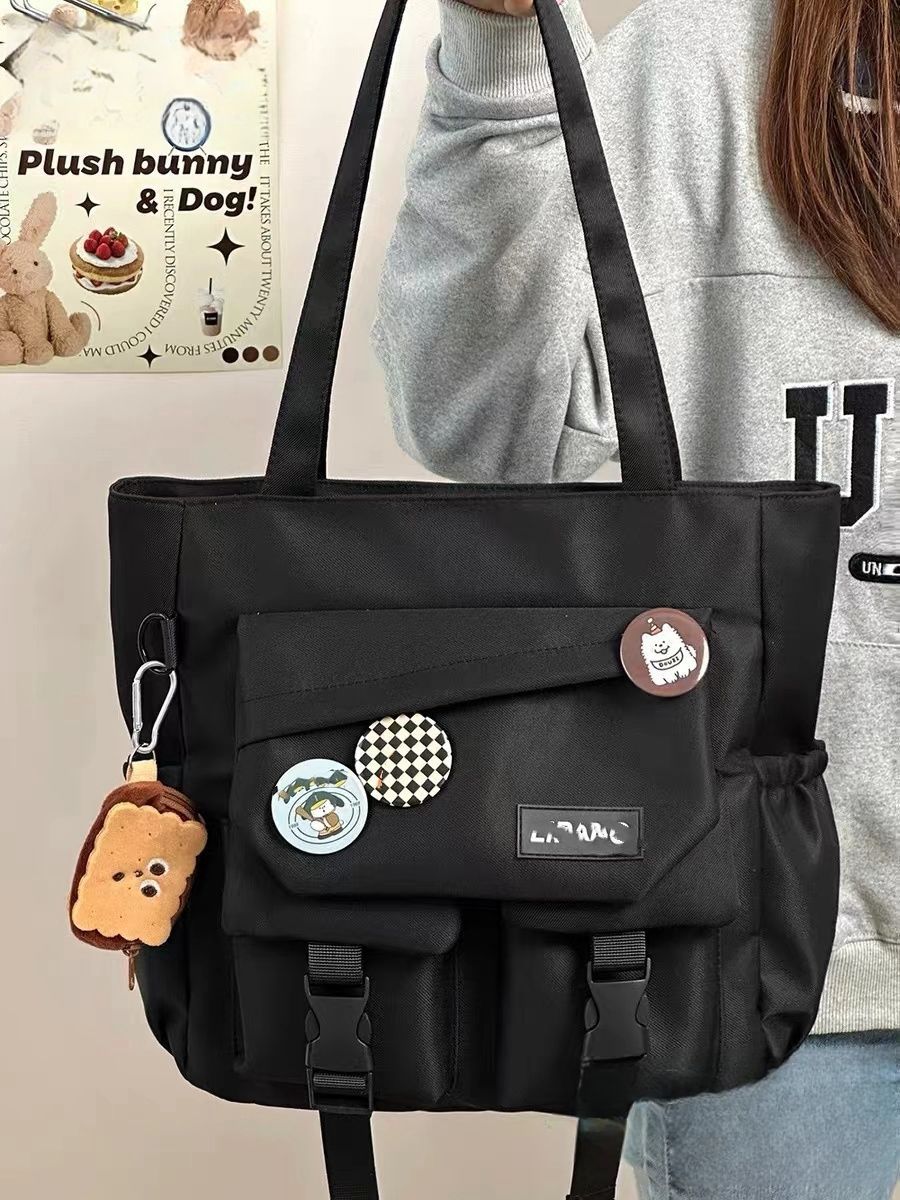 Japanese-style simple and versatile single-shoulder bag, soft girl handbag, student large-capacity tote bag for class commuting, girls undefined