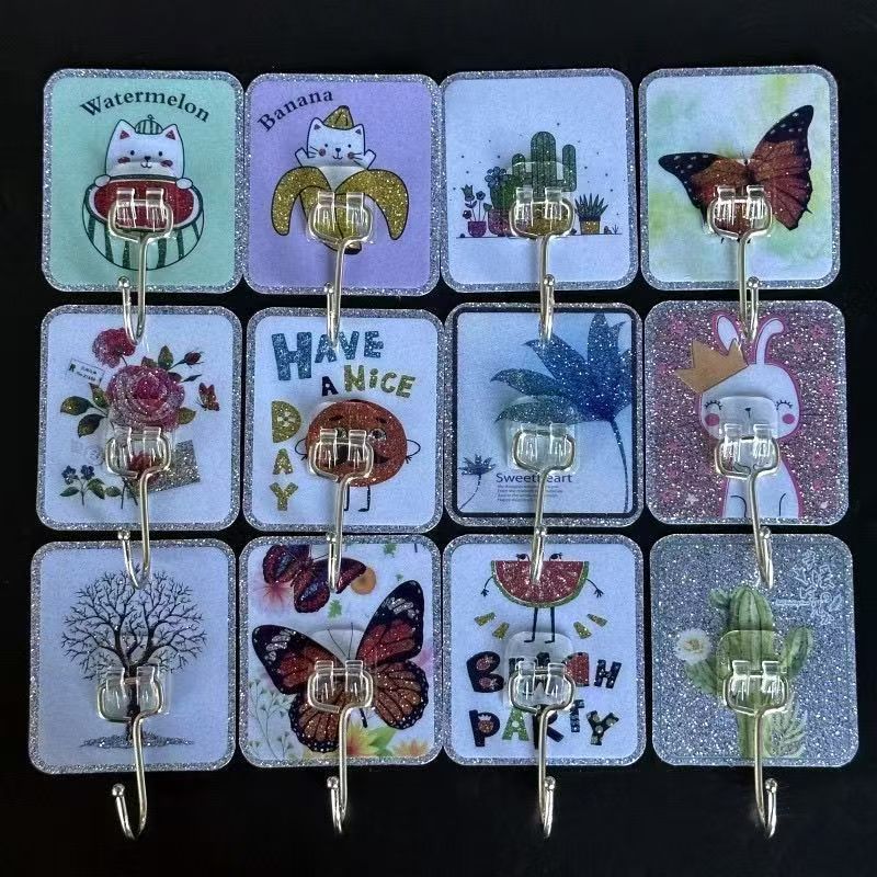 New Strong Gold Powder Hook, Large Size, No-Drill Kitchen Adhesive Hook, Traceless Household Bathroom Wall Sticker, Clothing Hook