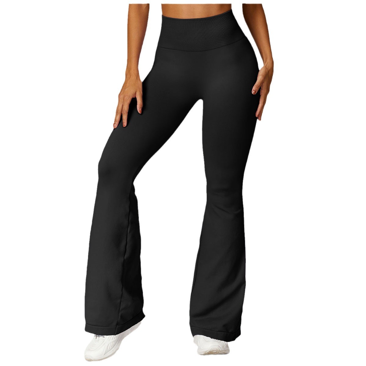 Dongjiu ins pantalones acampanados de yoga transfronterizos europeos y americanos Pantalones deportivos de levantamiento de cadera de punto sin costuras pantalones acampanados ajustados de cintura alta para mujeres