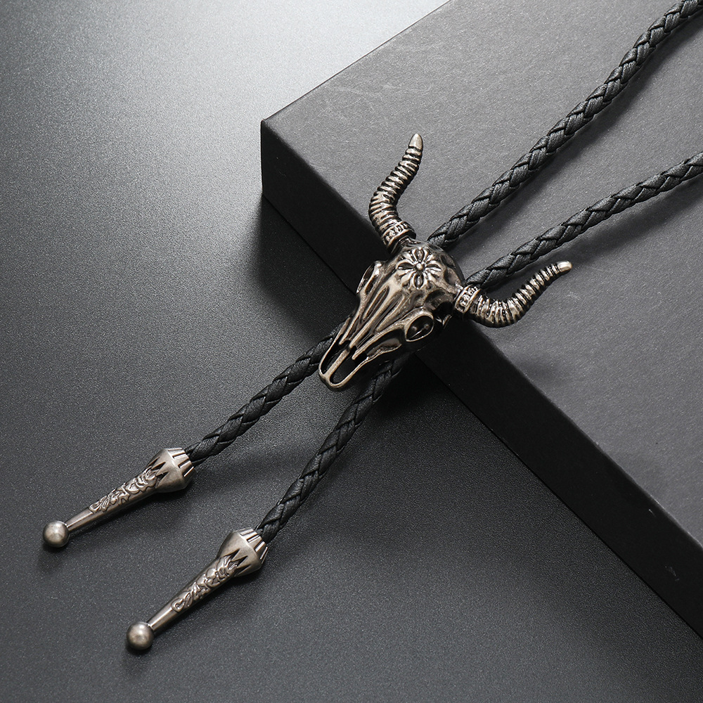 Pu Leather, Alloy Material Retro Cattle Eagle Pu Leather Alloy Men's Bolo Tie Necklaces