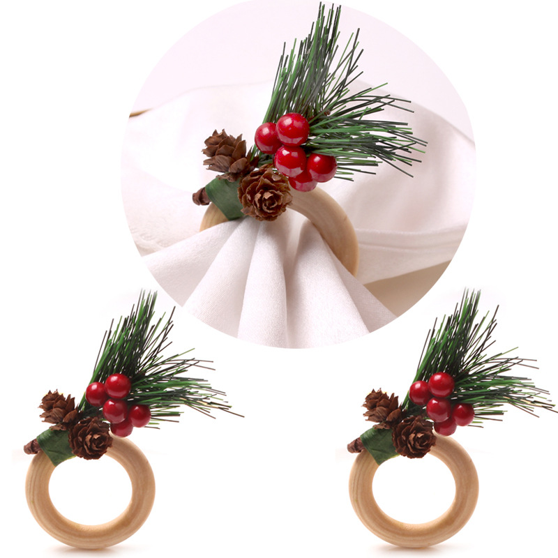 Christmas Pastoral Plant Wood Napkin Ring 1 Piece display picture 1