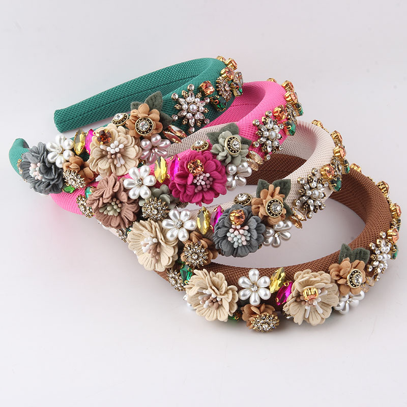 170g Weight Hair Band Hair Accessories Type Fashion Women'S Flower Diamond Artificial Pearls Hair Band