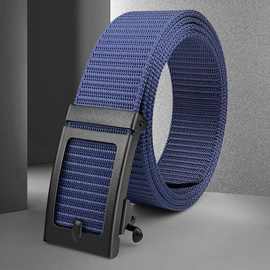 自动扣皮带男潮ins帆布休闲牛仔工装裤腰带速干无牙商务尼龙裤带