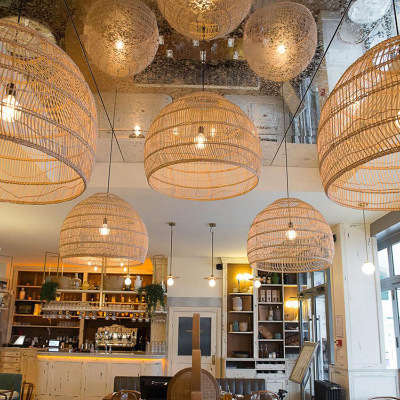 Japanese chandelier restaurant bar bedroom study lamp tea room rattan Chinese pastoral bed and breakfast tatami rattan chandelier