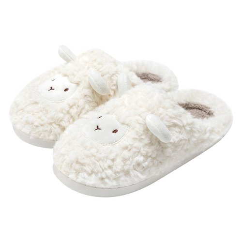 Lidani slippers winter style cartoon multi-color sheep bleating fur shoes couple home non-slip cotton slippers for outer wear wholesale