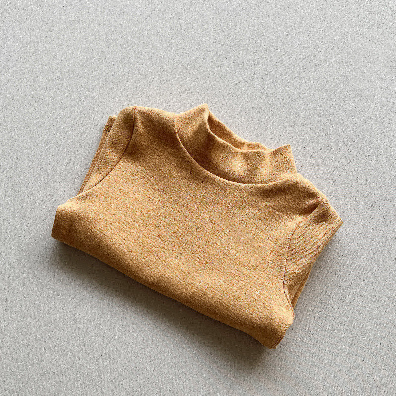 Camisa de fondo de cachemir de algodón para niños 2024 Otoño e Invierno para hombres y mujeres Camiseta de manga larga con cuello medio para niños ropa de abrigo elástica para niños