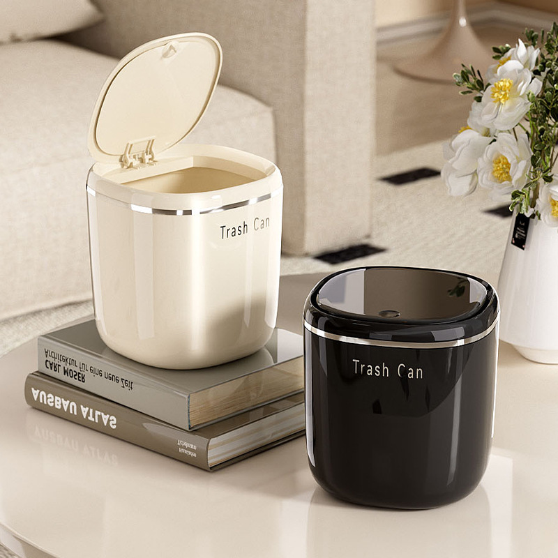 Desktop Trash Can Household Mini Cute Bedside Storage Barrel Trash Basket Living Room Light Luxury Push-type small size with Lid Desktop Trash Can Household Mini Cute Bedside Storage Barrel Trash Basket Living Room Light Luxury Push-type small size with Lid