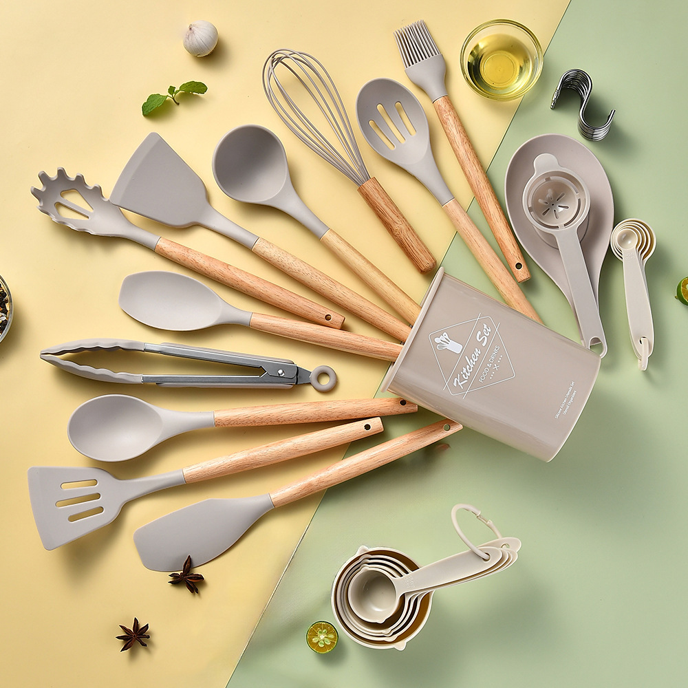 Amazon Hot Sale Silicone Kitchenware 34 Pieces Kitchen Utilities