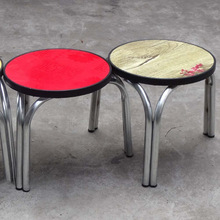 金属圆凳钢钢管三脚烫花木质成人矮凳儿童换鞋凳加油站家用凳货源