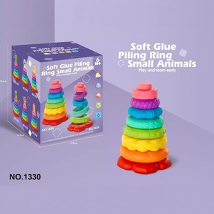 Cross-border Amazon export baby puzzle color cognitive soft rubber relief stacked music toy digital building block set