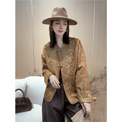 高端气质名媛风重工钉珠外套2025秋季新款国风复古气质宽松上衣女