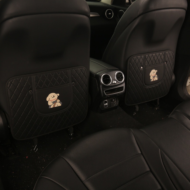 Car Seat Back Anti-Kick Pad Quilted Embroidered Driving Puppy Anti-Kick Pad Car Seat Back Anti-Fouling Pad Anti-Dirty Pad
