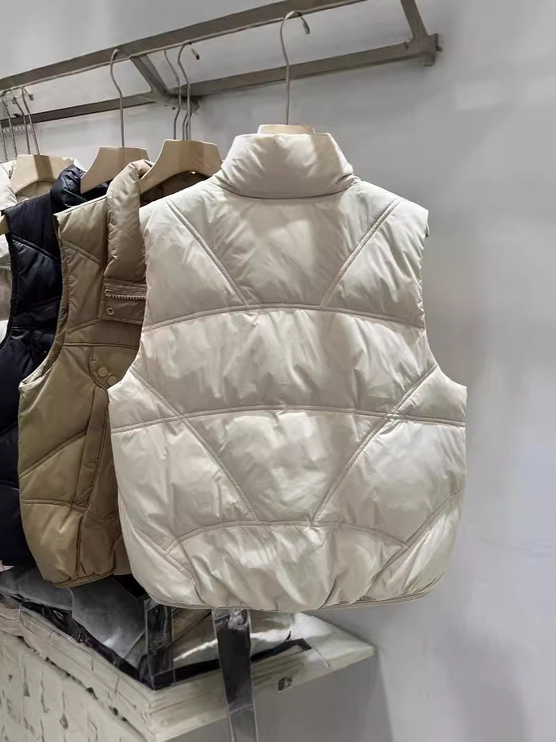 2025 新しいダウンコットンベスト女性のショート多用途アウターファッショナブルなベストチョッキスタンドカラーコットンベストジャケット