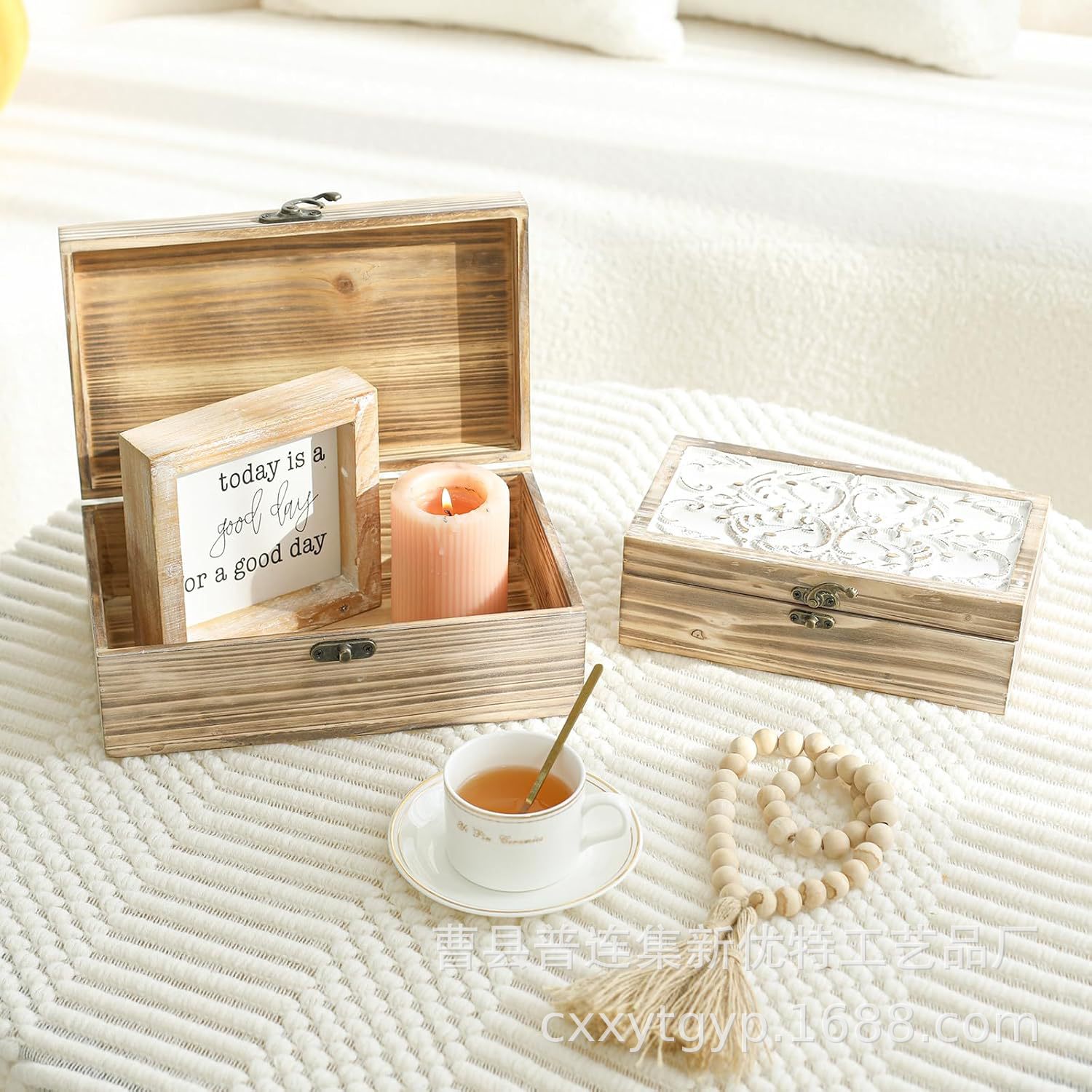 wooden rectangular table storage box